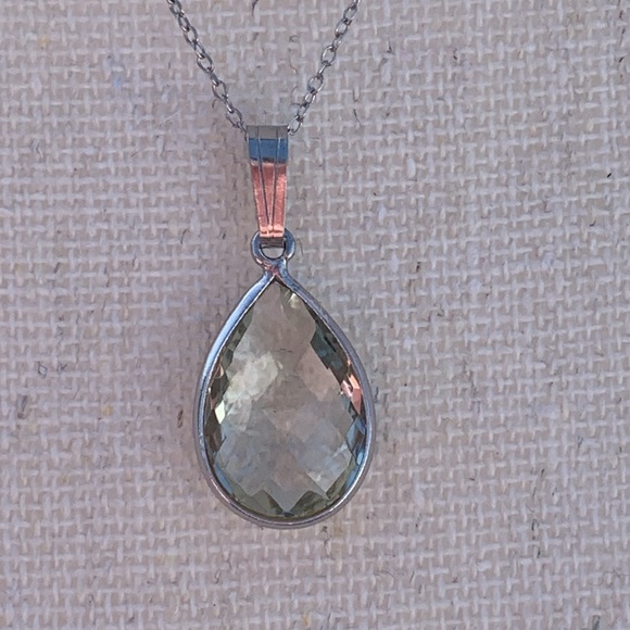 Genuine natural green amethyst 6.05ct pear cut Sterling silver 925 pendant/chain - Picture 10 of 13